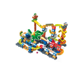 VTech Marble Rush Magentic Dino Adventure, Construction Set for Kids, 10 Marbles & 100 Building Pieces, Building Toy, Dinosaur Marble Run with Light &