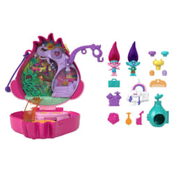 Polly Pocket & DreamWorks Trolls Compact Playset with Poppy & Branch Dolls & 13 Accessories, Collectible Toy Inspired by Trolls Band Together