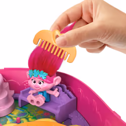 Polly Pocket & DreamWorks Trolls Compact Playset with Poppy & Branch Dolls & 13 Accessories, Collectible Toy Inspired by Trolls Band Together