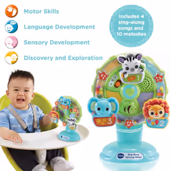 VTech Baby Sing Along Spinning Wheel, Baby Sensory Toy with Colours, Objects and Animals, Spinning Wheel Toy with Suction Cup, 6 Months +, English