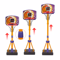 VTech Counting Hoops Basketball Stand, Adjustable Basketball Hoop & Stand with Electronic Backboard & LED Screen, 3 Games, Sound Effects & Light Show,