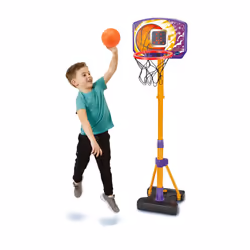 VTech Counting Hoops Basketball Stand, Adjustable Basketball Hoop & Stand with Electronic Backboard & LED Screen, 3 Games, Sound Effects & Light Show,