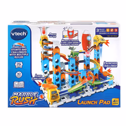 VTech Marble Rush Launch Pad, Construction Toys for Kids with 10 Marbles and 75 Building Pieces, Electronic Track Set for Boys & Girls, Colour-Coded