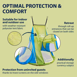 HUDORA Cosy Castle Tent Cover - Tent cover for HUDORA Nest Swing 90 & 110/120 in blue/lemon - Polyester swing tent for indoor & outdoor use - Swing