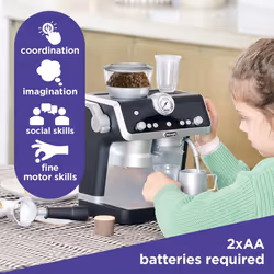 Casdon De'Longhi Toys. Barista Coffee Machine. Toy Kitchen Playset for Kids with Moving Parts, Realistic Sounds and Magic Coffee Reveal. For Children