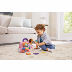 VTech Baby Cutie Puppy Carrier, Interactive Role-Play Toy with 6 Accessories, Light-up Buttons with Music, Sounds & Phrases, Gift for Babies 9, 18, 24