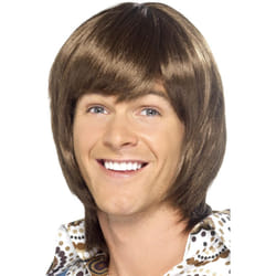 Smiffys 70s Heartthrob Wig, Brown , 1970's Disco Fancy Dress, 1970s Dress Up Wigs