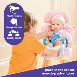 Casdon Baby Huggles Toys. Pink Booster Seat. Car Seat For Dolls with Adjustable Headrest and Buckles. Fits Dolls Sizes Up to 35cm. Suitable for