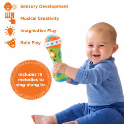 VTech Sing Along Microphone for Kids, Toddler Toy Microphone with Amplified Voice Effect and Animal Sounds, Educational Toys for Boys and Girls 1, 2,