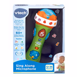 VTech Sing Along Microphone for Kids, Toddler Toy Microphone with Amplified Voice Effect and Animal Sounds, Educational Toys for Boys and Girls 1, 2,
