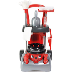Casdon Henry & Hetty Toys - Henry Deluxe Cleaning Trolley - Red Henry-Inspired Toy Playset with Working Hand Vacuum - Kids Cleaning Trolley Set with