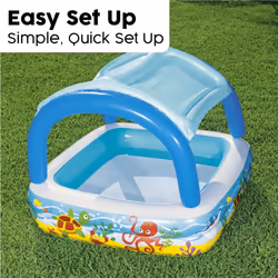 Bestway Inflatable Paddling Pool | Kids, Toddler Outdoor Garden Paddling Pool with Shade, Canopy Baby Pool, Ages 2+