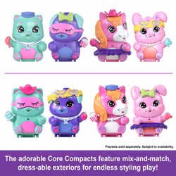 Polly Pocket Dolls and Playset, Pony Rodeo Compact, Travel Toy with 1 Micro Doll, Pet Horses, Food & Fashion Styling Accessories, JCR39