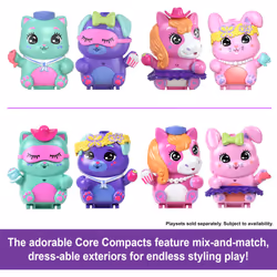 Polly Pocket Dolls and Playset, Sleepover Puppy Compact, Travel Toy with 1 Micro Doll, Pet Dogs, Food & Fashion Styling Accessories, JCR38