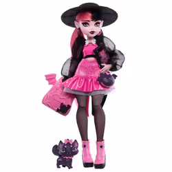 Monster High Draculaura Doll with Pet Bat-Cat Count Fabulous and Accessories like Backpack, Spell Book, Bento Box and More