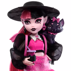 Monster High Draculaura Doll with Pet Bat-Cat Count Fabulous and Accessories like Backpack, Spell Book, Bento Box and More