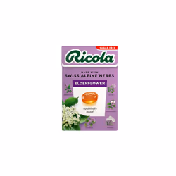Ricola Elderflower Sugar Free Swiss Herbal Sweets, Herb Drops, Sweet Box 45g - Pack of 20 Boxes