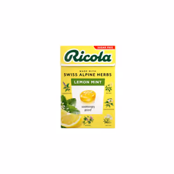 Ricola Lemon Mint Sugar Free Swiss Herbal Sweets, Herb Drops, Sweet Box 45g - Pack of 20 Boxes