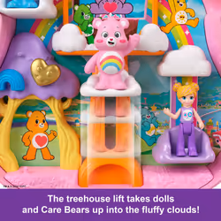 Polly Pocket x Care Bears Dolls & Playset with Toy Car and Themed Accessories, Travel Toy, Partnership Compact, JCC14