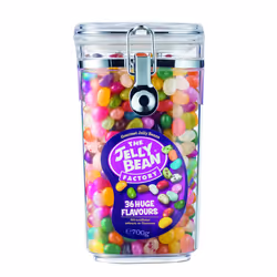 The Jelly Bean Factory, Gourmet Jelly Beans 700 g Jar - 36 Natural, Huge Jelly Fruit Flavours, Retro American Sweets, Chewy Jelly Sweets for Kids,