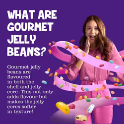 The Jelly Bean Factory, Gourmet Jelly Beans 700 g Jar - 36 Natural, Huge Jelly Fruit Flavours, Retro American Sweets, Chewy Jelly Sweets for Kids,
