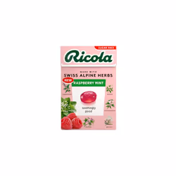 Ricola Raspberry Mint Sugar Free Swiss Herbal Sweets, Herb Drops, Sweet Box 45g - Pack of 10 Boxes