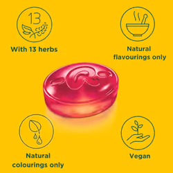 Ricola Raspberry Mint Sugar Free Swiss Herbal Sweets, Herb Drops, Sweet Box 45g - Pack of 10 Boxes