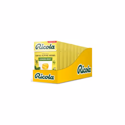 Ricola Lemon Mint Sugar Free Swiss Herbal Sweets, Herb Drops, Sweet Box 45g - Pack of 10 Boxes