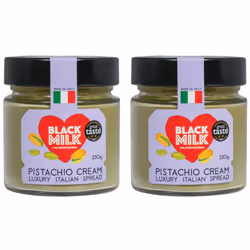 Black Milk Pistachio Cream Spread 230g - Made In Italy - Bake or Spread - Gluten Free - Two Jars
