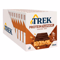 Trek Cocoa Chocolate Flavour Topped Oat Protein Flapjacks, 150 g, Pack of 12