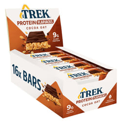 Trek High Protein Flapjack Cocoa Oat, 50 g - Gluten Free Bars ? Healthy Snack Bars ? Plant Based Protein - Vegan Bars (Pack of 16 Bars) |