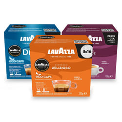 Lavazza, Medium Roast Trio, A Modo Mio, Coffee Capsules, Compostable, 3 packs of 16 Coffee Pods (48 Coffee Capsules)