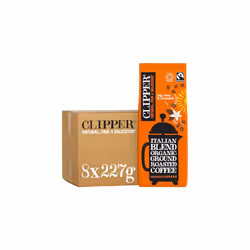 Clipper Organic Italian Style Ground Coffee | 8x227g Fairtrade Arabica | Bulk Buy Strong Roast for Catering | Gourmet Sustain ...