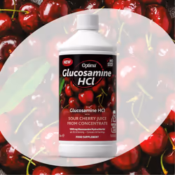 Optima Glucosamine HCL Cherry Juice Concentrate, Natural, Vegan, No Added Sugar, No Artifical Sweetners, 1200 mg per Serving, 1 Litre