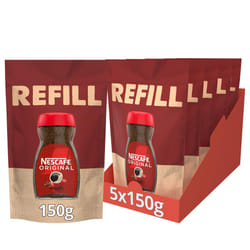 NESCAF? Original Instant Coffee Refill Pouch 150g, Rich Aroma, Full and Bold Flavour (Pack of 5)