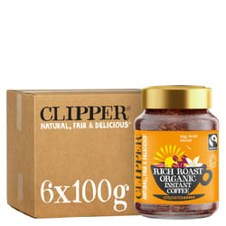 Clipper Rich Roast Organic Instant Coffee | 6 x 100g Jars | Bulk Buy for Home & Catering | Sustainable Fairtrade Coffee by Clipper Teas | Ethically