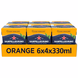 San Pellegrino Italian Sparkling Drinks Classic Taste Original Sparkling Orange Canned Soft Drink 24 Pack (6 Pack x 4 x 330ml ...