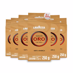 Lavazza, Qualit? Oro, Ground Coffee, 6 Packs of 250 g, Ideal for Moka Pot, Filtered Coffee and French Press, with Aromatic No ...