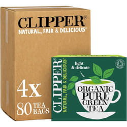 Clipper Organic Pure Green Tea Bags | 320 Teabags (4 x Boxes of 80) | Bulk Buy for Office, Home & Catering | Eco-Conscious, Fair Trade Tea | Natural