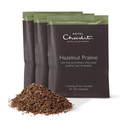 Hotel Chocolat Hazelnut Praline Hot Chocolate Sachets - Luxury Chocolate Flakes - Pack of 20 Single-Serve Sachets, 700g - Made To Pair With The