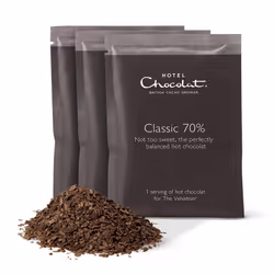 Hotel Chocolat Classic 70% Dark Hot Chocolate Sachets - Luxury Chocolate Flakes - Pack of 20 Single-Serve Sachets, 700g - Sui ...