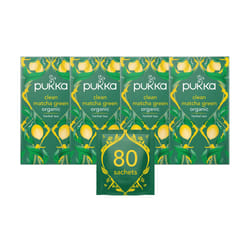 Pukka Herbs | Clean Matcha Green Organic Tea Box | Green Tea, Lemon, Fennel and Matcha Powder | Perfect For Everyday Vitality | 4 Packs | 80 Plant