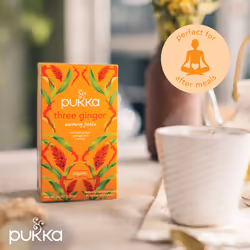 Pukka Herbs | Three Ginger Organic Herbal Tea Box | Digestion-Aiding Infusion With Ginger, Turmeric, And Galangal | Ideal After Meals | Caffeine Free