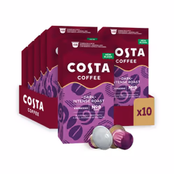 Costa Dark Intense Roast Aluminium Coffee Pods (Pack of 10, Total 100 Coffee Capsules)