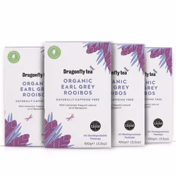 Dragonfly Organic Earl Grey Rooibos Tea, Pack of 4 x 40 (160 Teabags) Naturally Decaf Earl Grey Tea Bags, Caffeine-Free Teaba ...