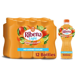 Ribena Mango and Lime Juice Drink No Added Sugar 500ml - Multipack of 12 | Real Fruit | Rich In Vitamin C | No Artificial Colours or Flavours |