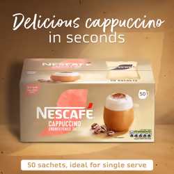 NESCAF? Cappuccino Unsweetened Taste Instant Coffee Sachets - 50 x 14.2g