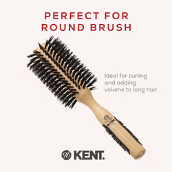 Kent Brushes Perfect For Volumising, Large Bristle Round PF03 Brush, Ideal For Curling and Adding Volume To Medium To Long Hair, Beechwood Round Brush