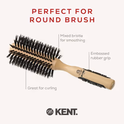 Kent Brushes Perfect For Volumising, Large Bristle Round PF03 Brush, Ideal For Curling and Adding Volume To Medium To Long Hair, Beechwood Round Brush