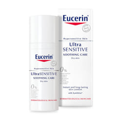 Eucerin UltraSensitive Soothing Care Day Cream (Dry Skin) 50ml, Face Cream for Sensitive and Hypersensitive Skin, Irritation Relief Face Moisturiser,